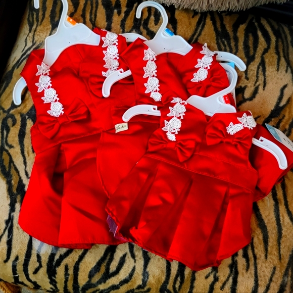 Pet Dress Dog or Cat Fancy Elegant Red xs sm med ea. New - Picture 2 of 3